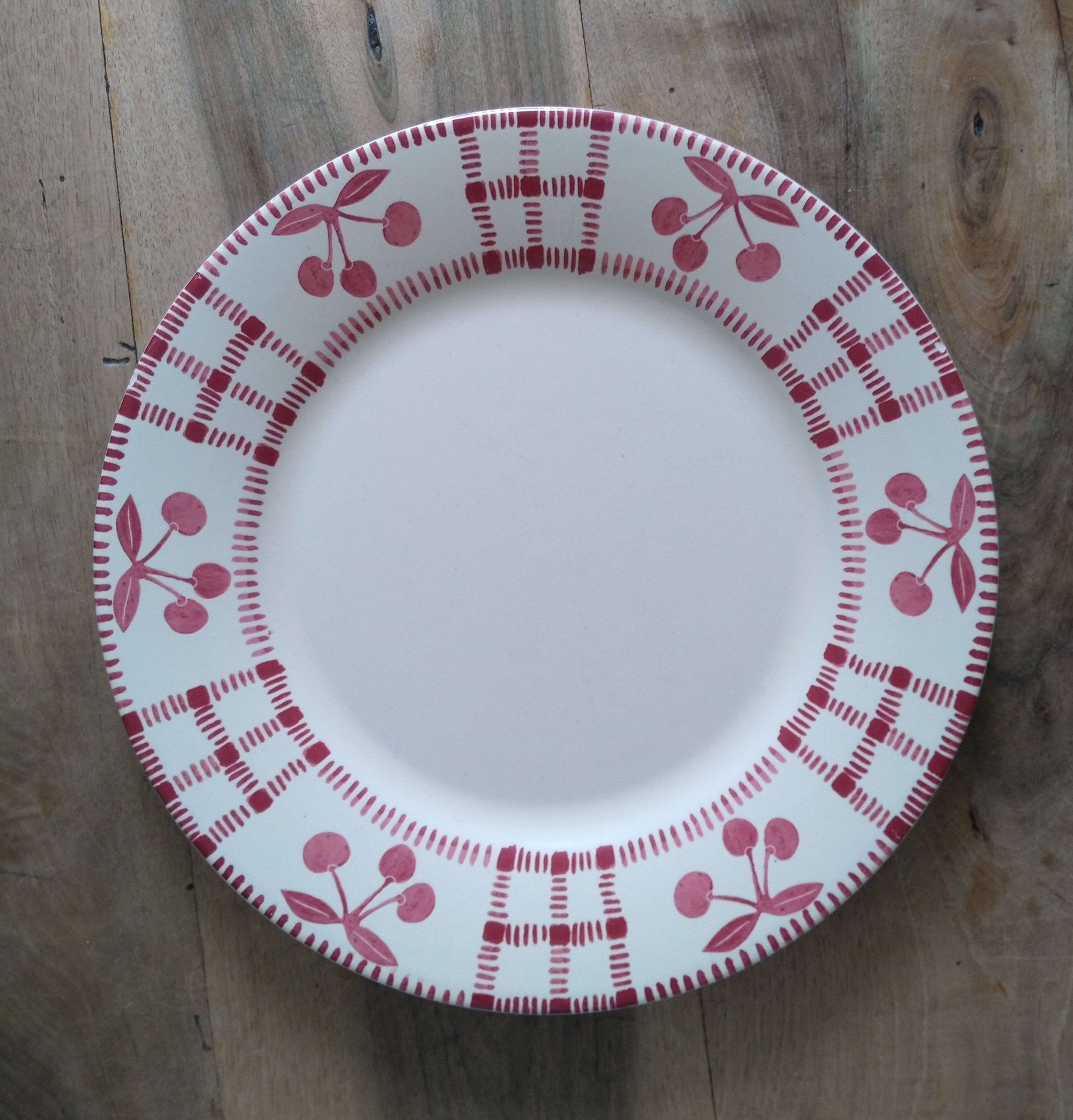 Earthenware serving plate with cherry decoration