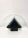 Postmodern geometric glass and metal lamp, small model, 1980