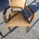 batch of 2 bridge chairs, golden beige color