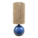 Vintage stoneware lamp by Colette Houtmann, 1980, raffia rope lampshade