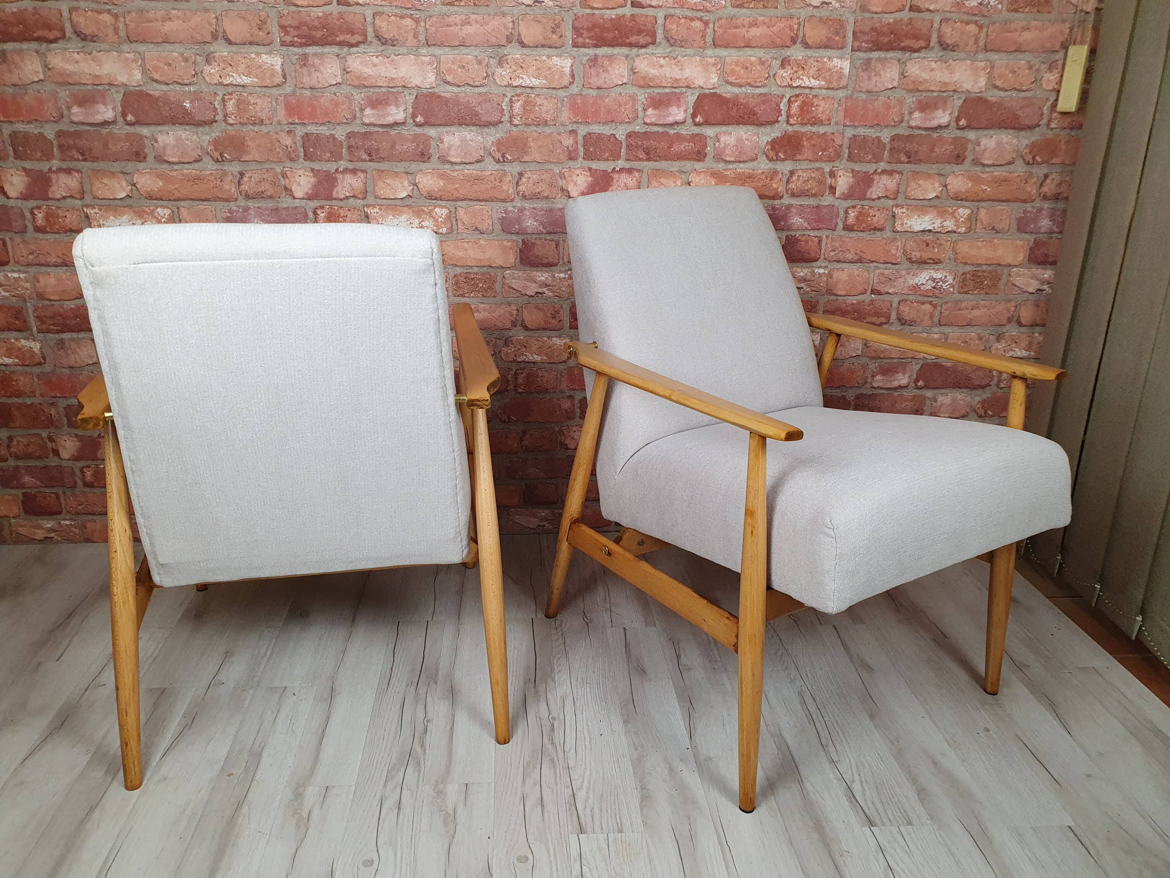 A pair of renovated armchairs "LIS", Fox, Poland 1960s