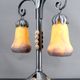 Lampe bicéphale Art Déco, fer forgé à double patine– Muller Frères, c. 1920