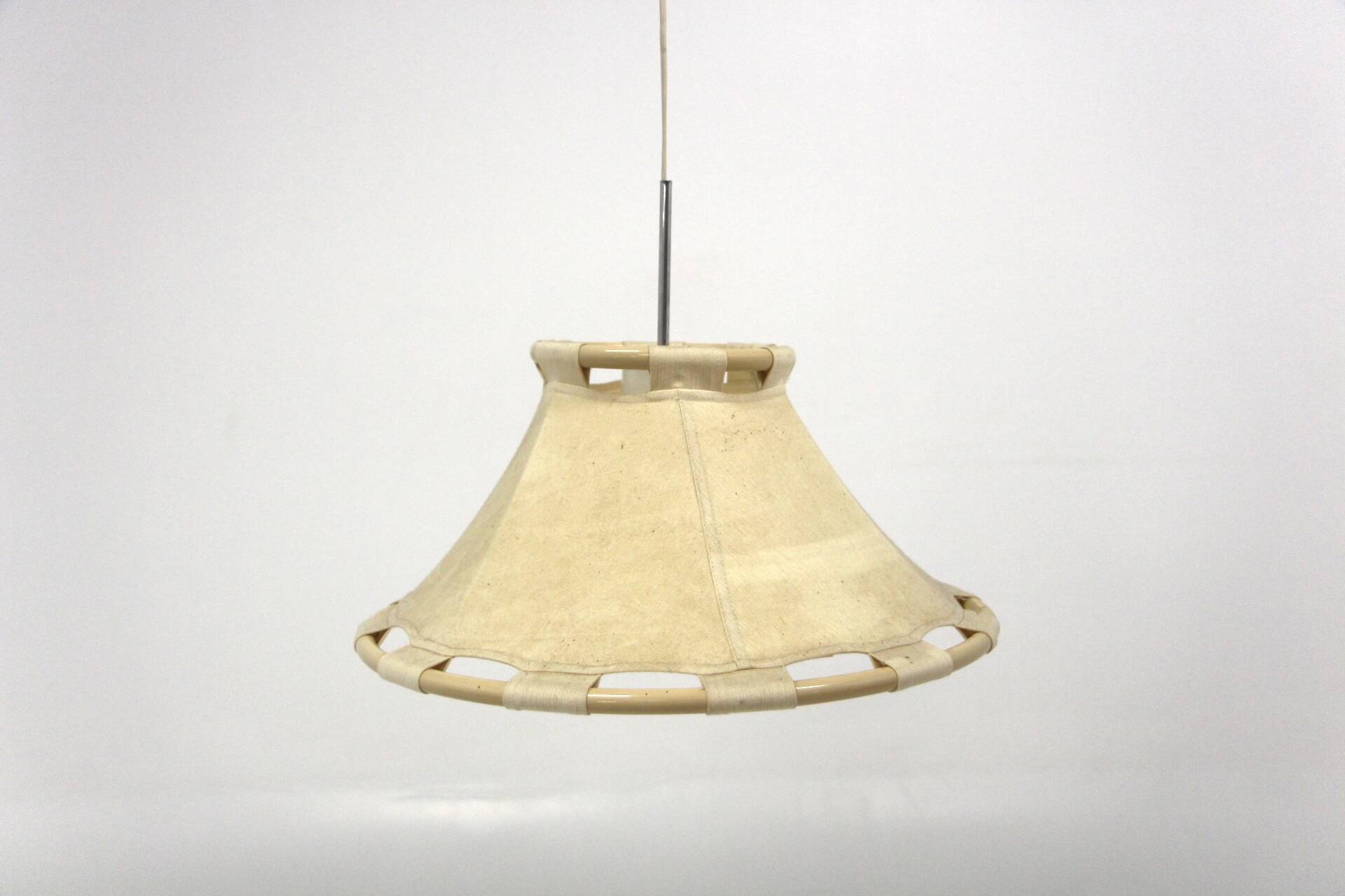 Scandinavian leather pendant light "Anna", Ateljé Lyktan, Sweden, 1970