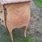 Commode ancienne en marqueterie style louis xv avec plateau marbre