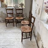 Set of rustic Provençal mulched chairs