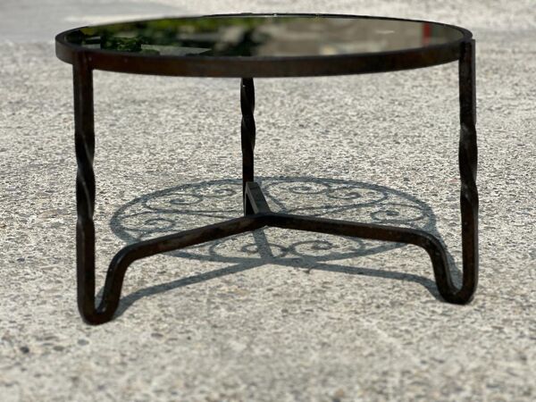 Table basse ronde en fer forgé 1950