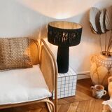 Lampe à poser de chevet minimaliste raphia noir taille L