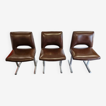 Set of 3 designer chairs by Georges Frydman, 1960s