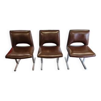 Suite de 3 chaises design par Georges Frydman, années 1960