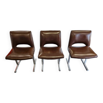 Set of 3 designer chairs by Georges Frydman, 1960s