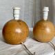 Paire de lampes de chevet boules bois tourné vintage 1970