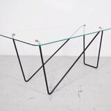 Table basse verre et acier années 50' forme libre