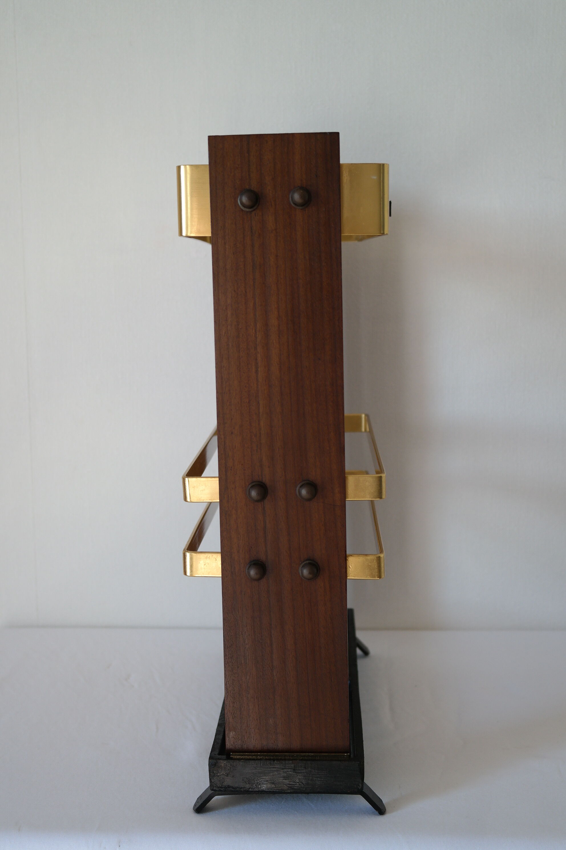 Vintage wooden and brass umbrella holder