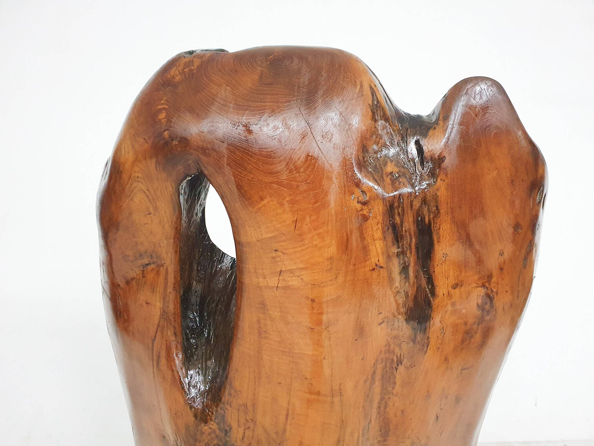 Hand carved wooden tree trunk chair, 1970's