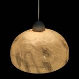 Art Deco pendant light in beige and vintage brown marble effect opaline glass