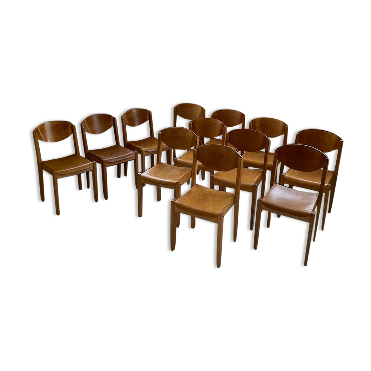 12 80s beech chairs