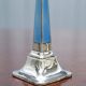 Pair of sterling silver and enamel candlesticks 1927 by Charles Green & Co.