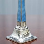 Pair of sterling silver and enamel candlesticks 1927 by Charles Green & Co.