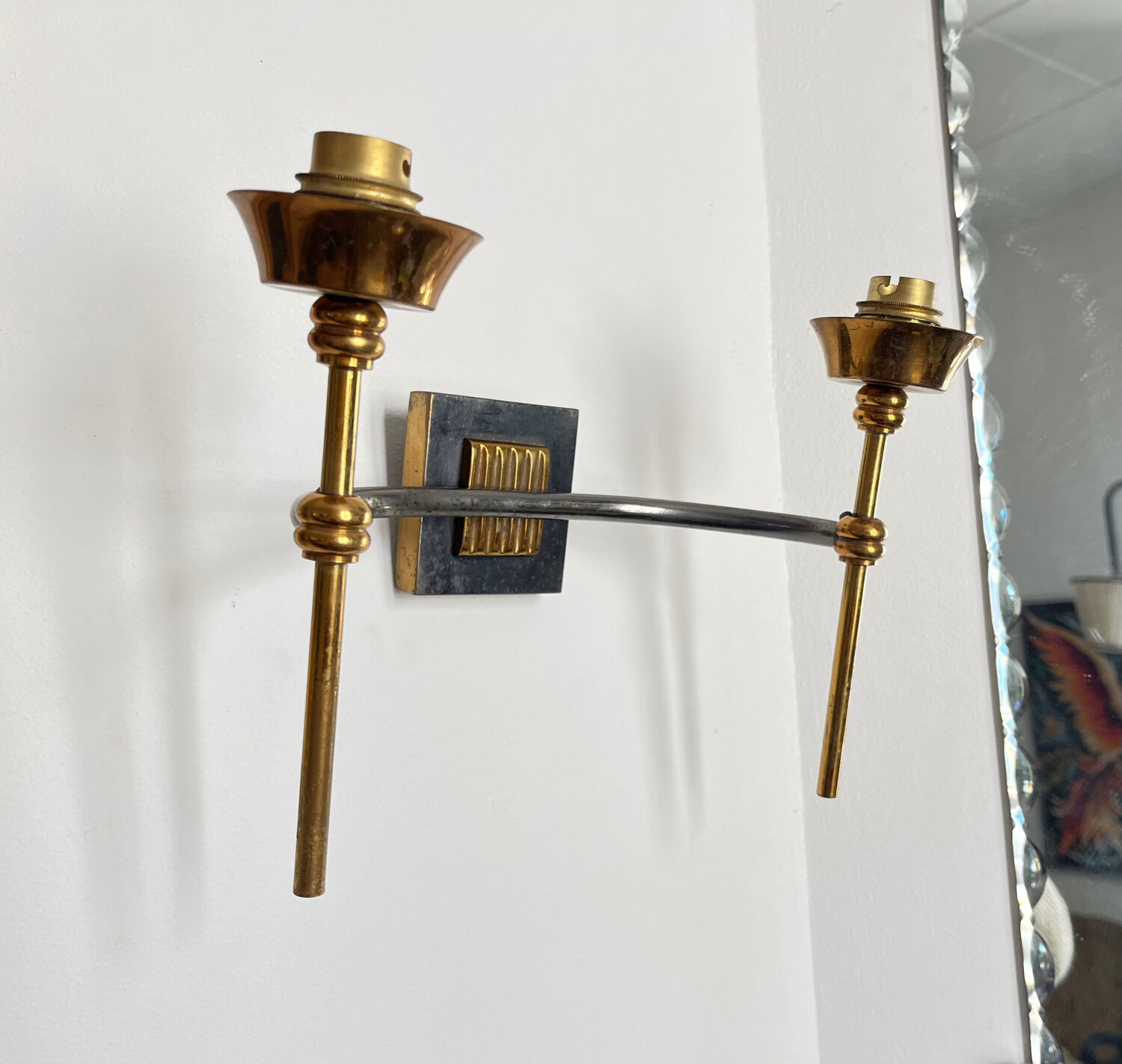 Double metal wall light in Jansen house style