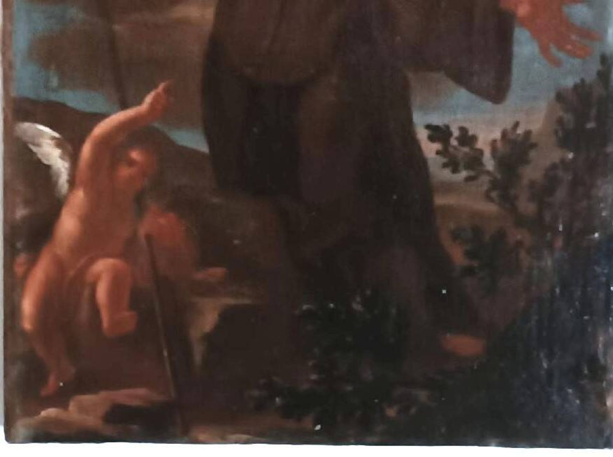 Old Oil Painting on Canvas, Baroque Period, Depicting a Franciscan Saint