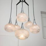 Vintage Italian Crystal and Chrome Chandelier, 70s