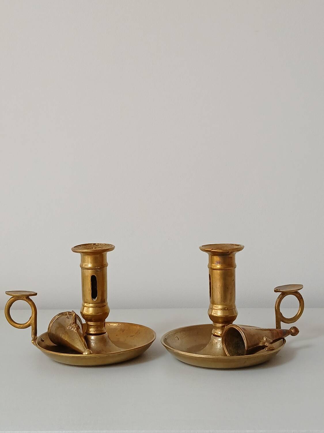 Set of 2 brass cellar rat candlesticks