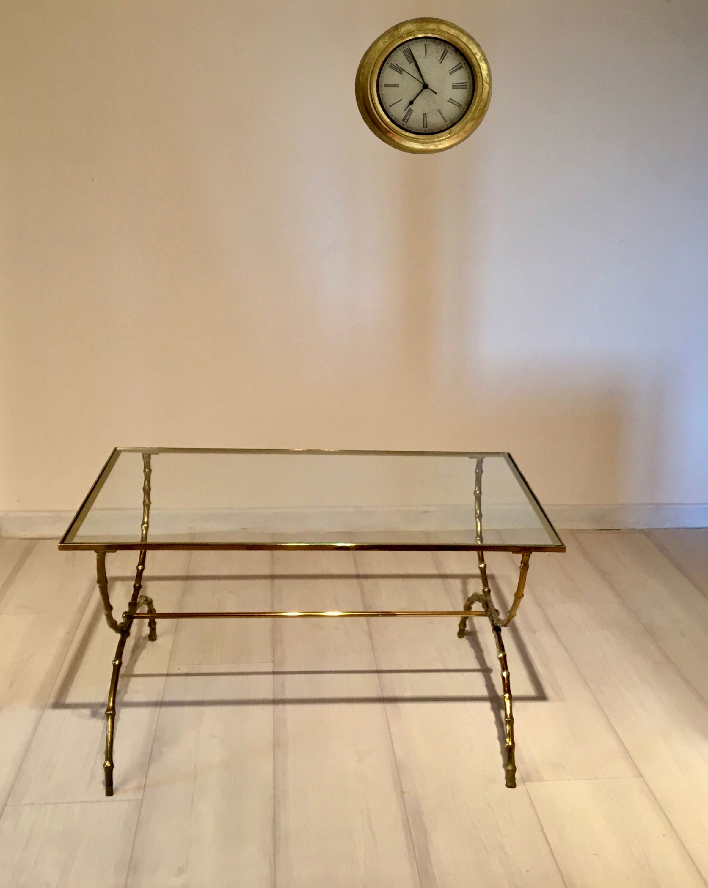 Bronze and glass coffee table, 1960s