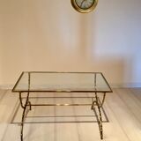 Table basse bronze et verre, années 60