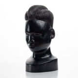 Pair of African busts carved in ironwood / ebony / vintage / book clamps