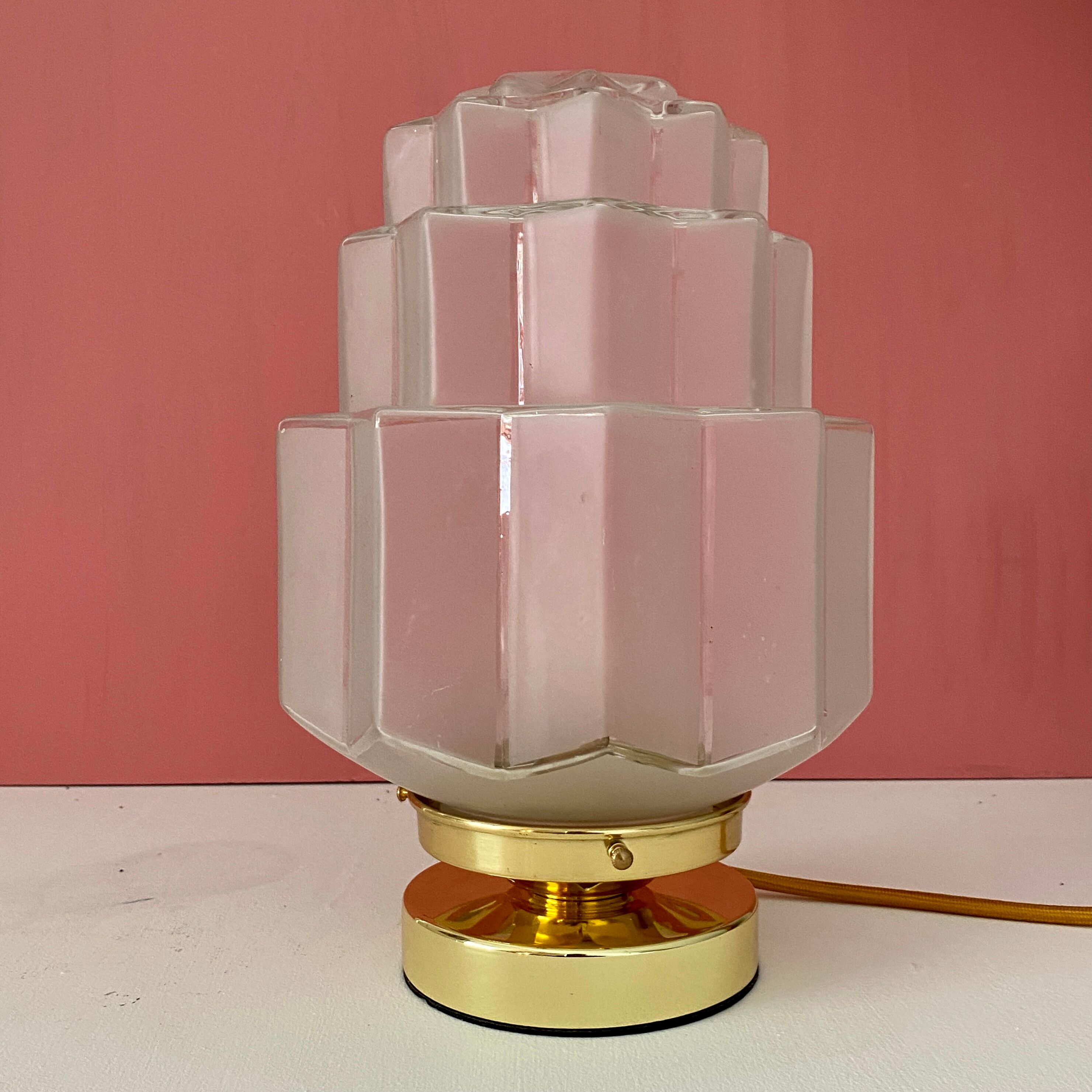 Table lamp globe building vintage art deco