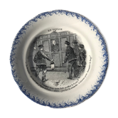 Talking plate "En voyage" n•XII - faience factory Choisy le roi