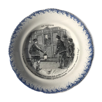 Talking plate "En voyage" n•XII - faience factory Choisy le roi