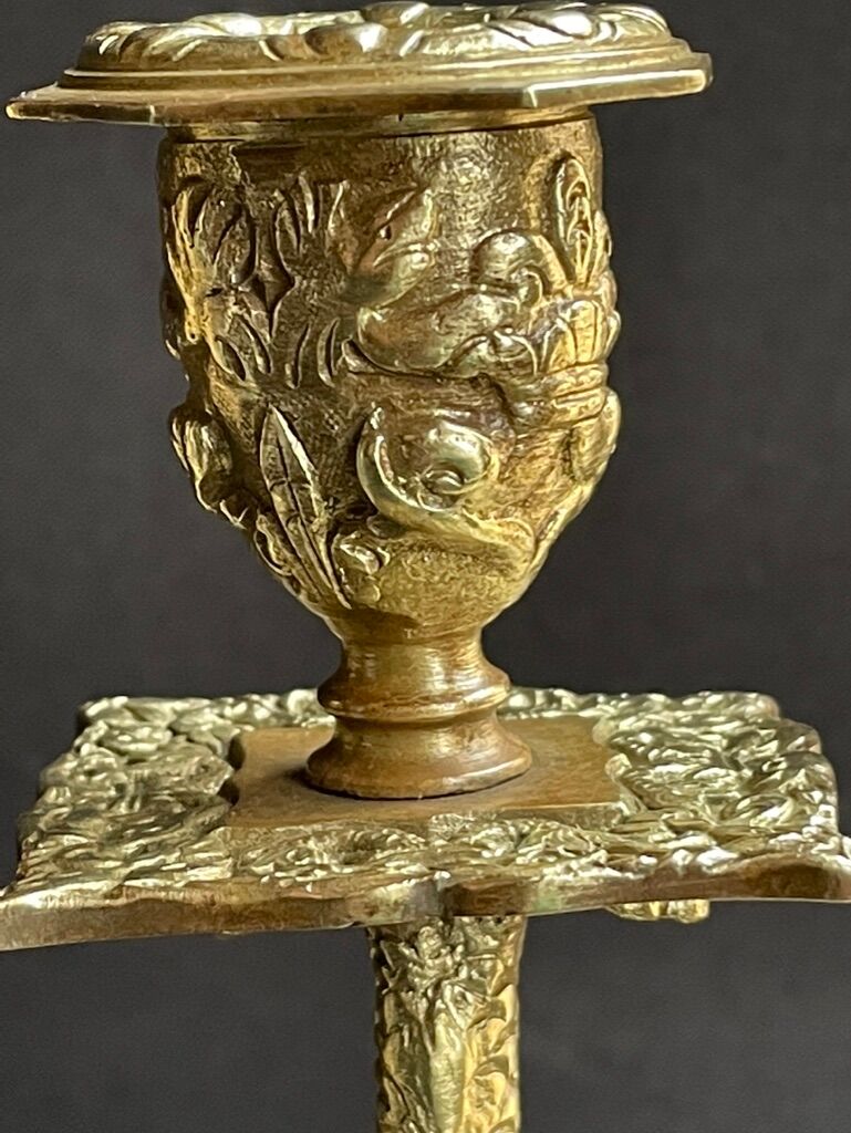 Pair of Napoleon III candle holders - Louis XIV style - Bronze (gilded)