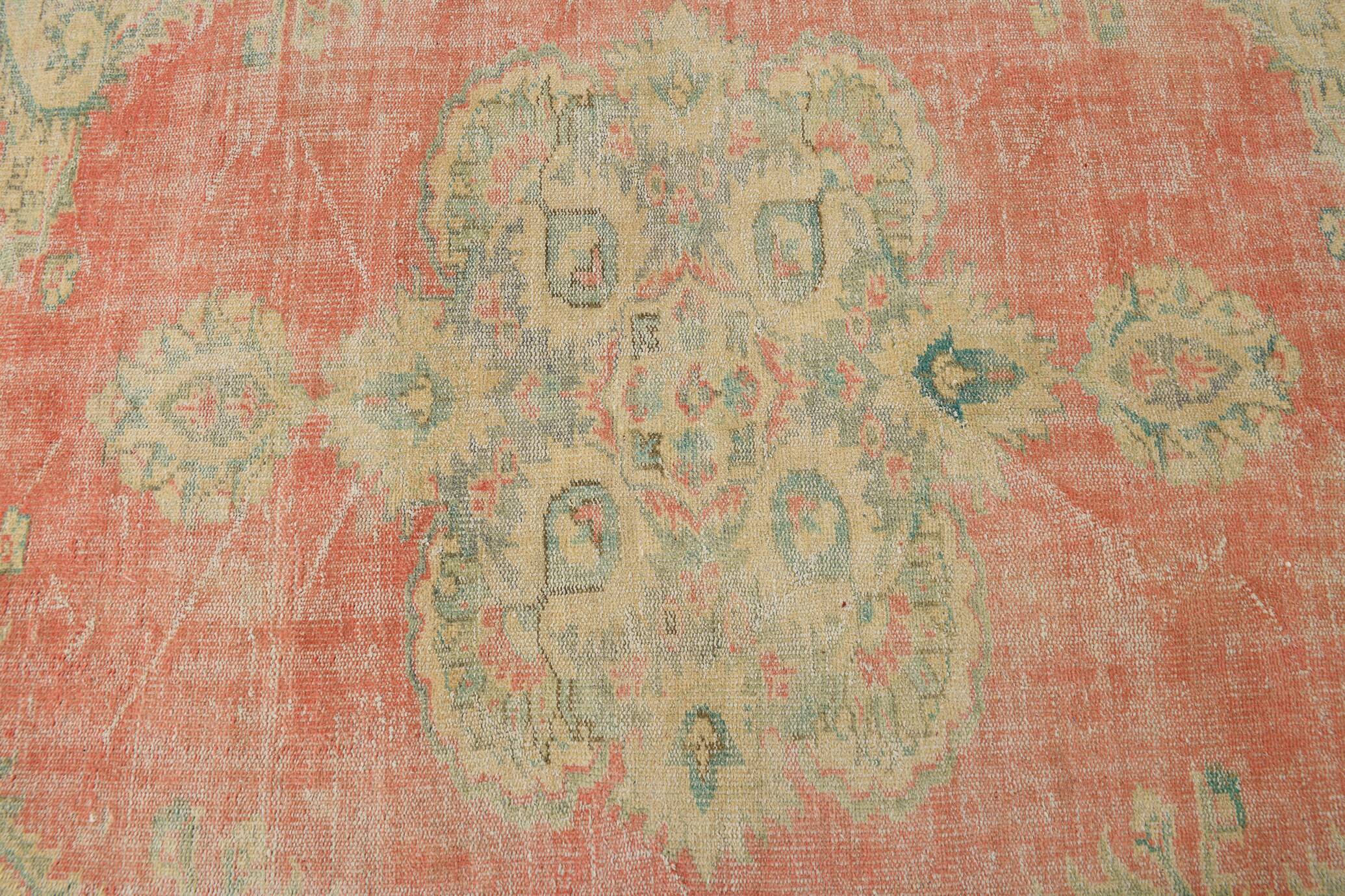 6x8 Peach Red & Yellow Vintage Rug,  181x260Cm