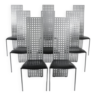 Large suite de huit chaises par Lella & Massimo Vignelli, circa 1980