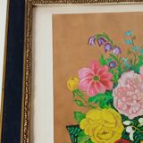 Tableau vintage bouquet à la gouache