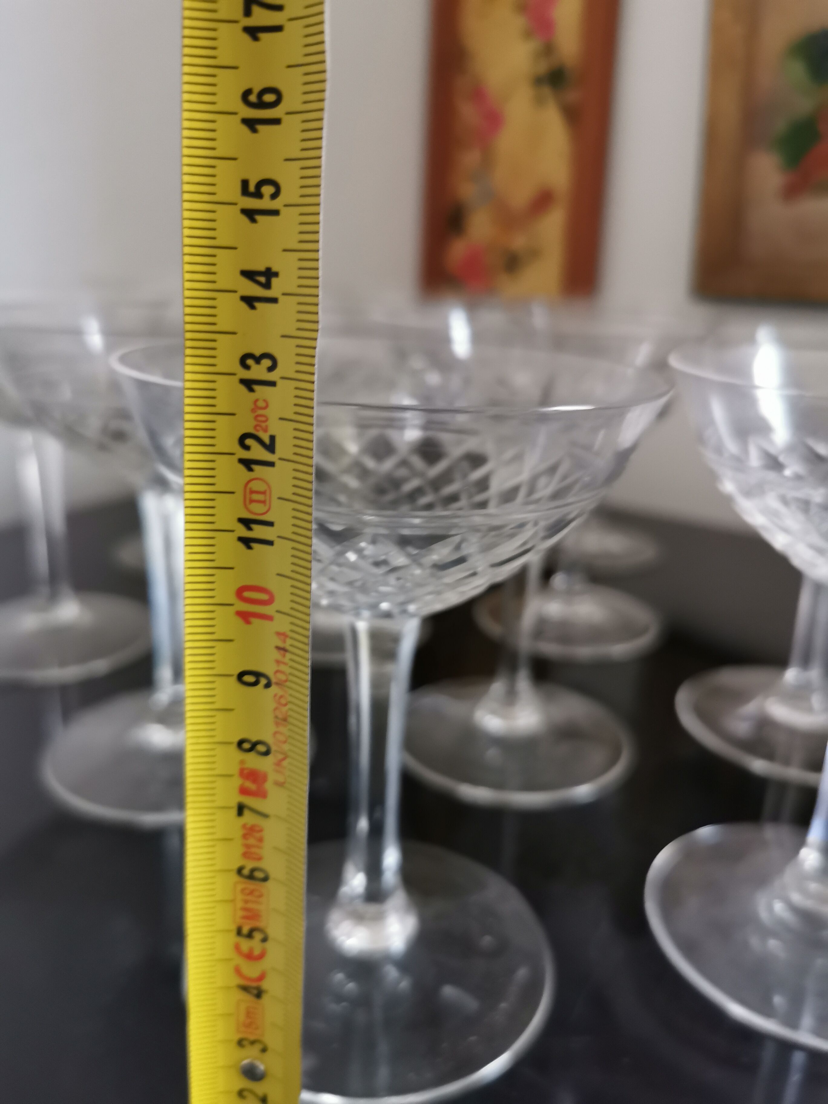 12 coupes cristal gravé vintage
