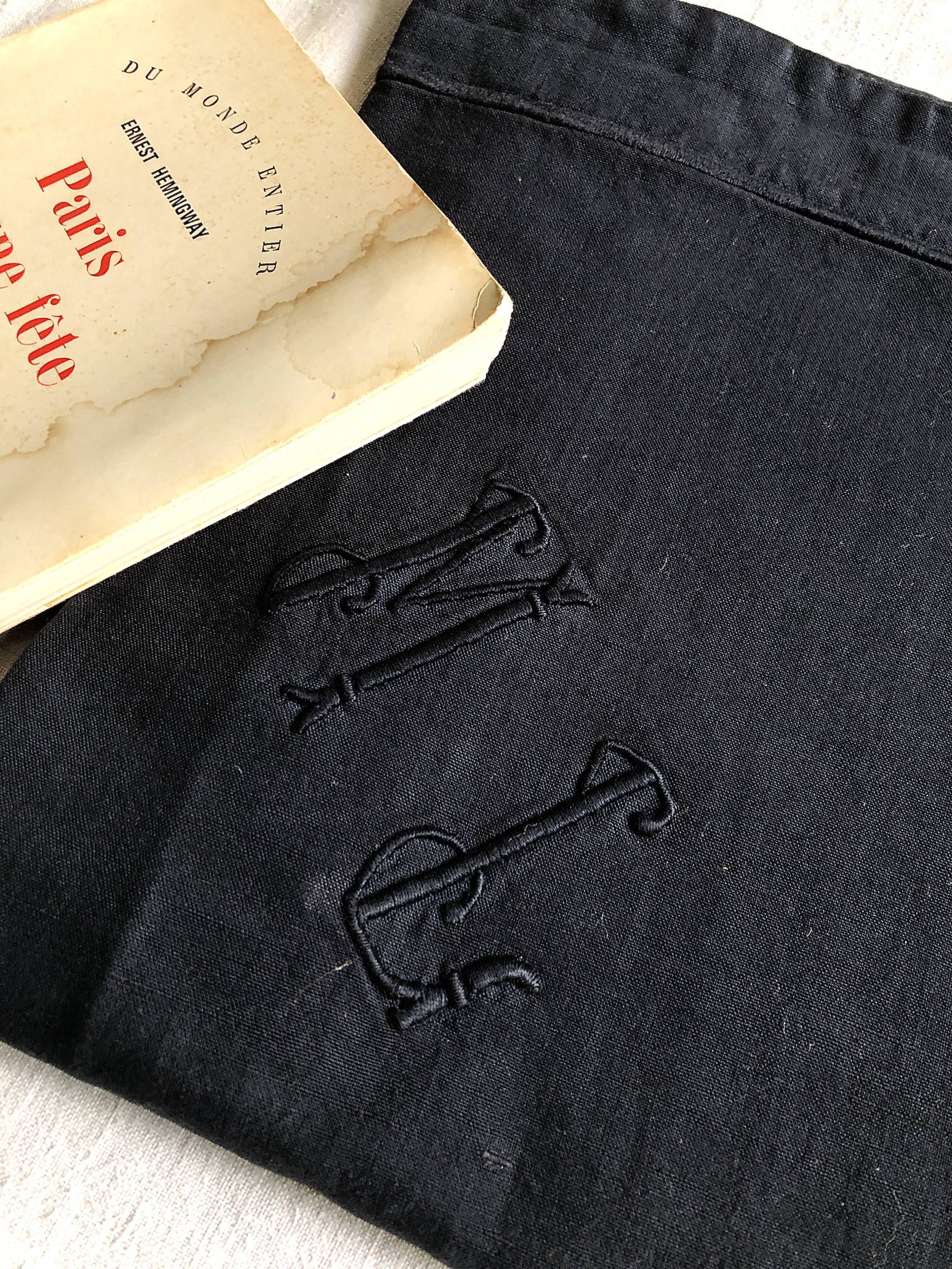 Antique black cotton pillowcase