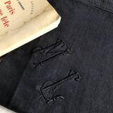 Antique black cotton pillowcase