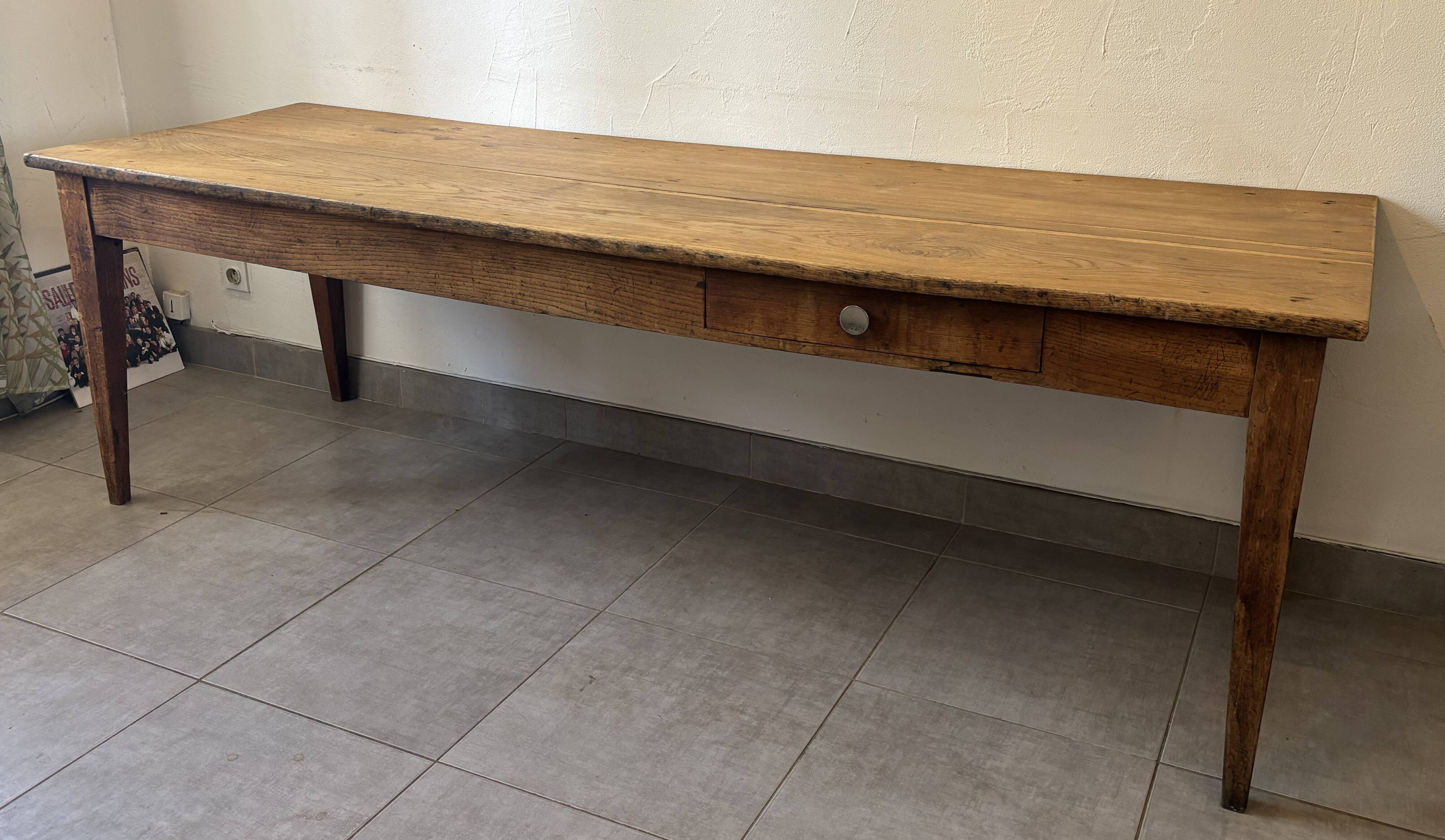 Authentic vintage farmhouse table from the 1950s in solid oak.