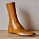 Old varnished wooden shoe mold - right foot