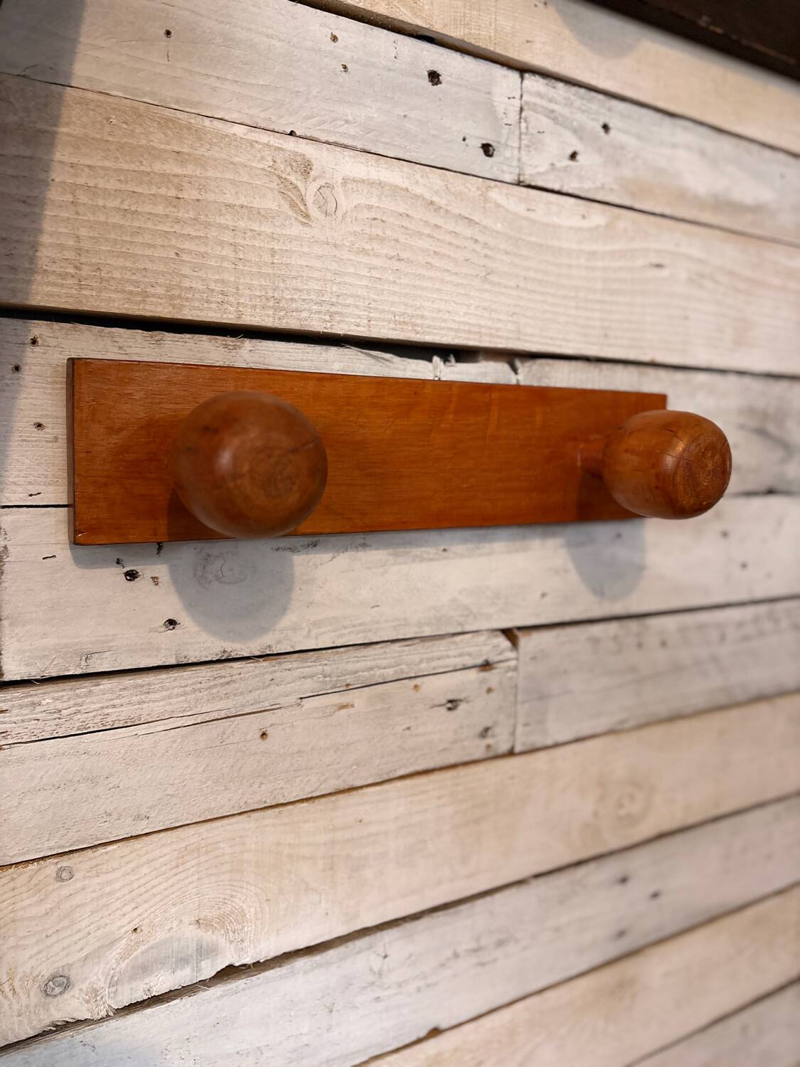 1950s wooden coat hook in red