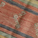 130x205Cm Pale Orange Striped Kilim Rug, Rugged Rugs, 4x7 Wool Area Rug