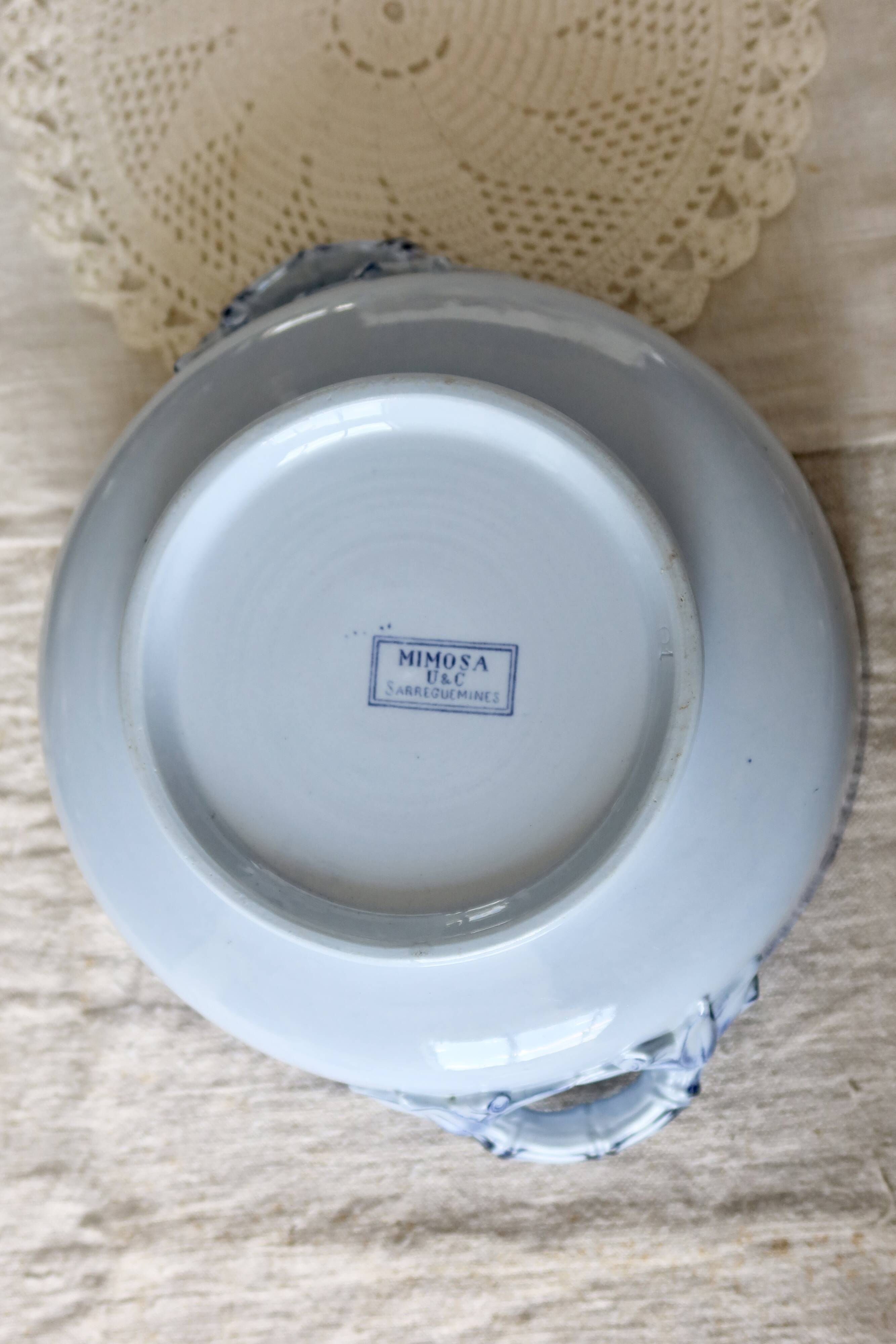 Antique U&C Sarreguemines earthenware salad bowl - Mimosa model