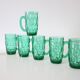 Ensemble de 6 mugs en verre, vert, vintage français, 1980
