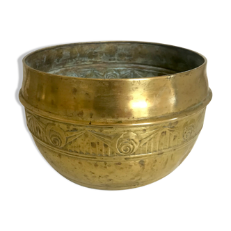 Art Deco brass pot cover