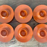 Rosti Mepal set of 6 orange egg cups, space age from Scandinavian design for apartment decoration