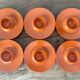 Rosti Mepal set of 6 orange egg cups, space age from Scandinavian design for apartment decoration