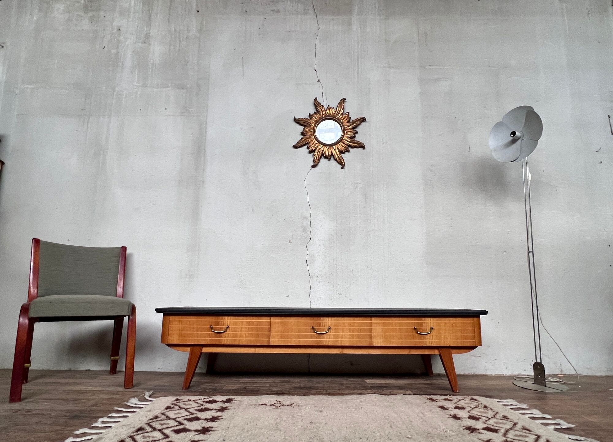 Enfilade meuble tv hifi vintage 50/60 pieds compas