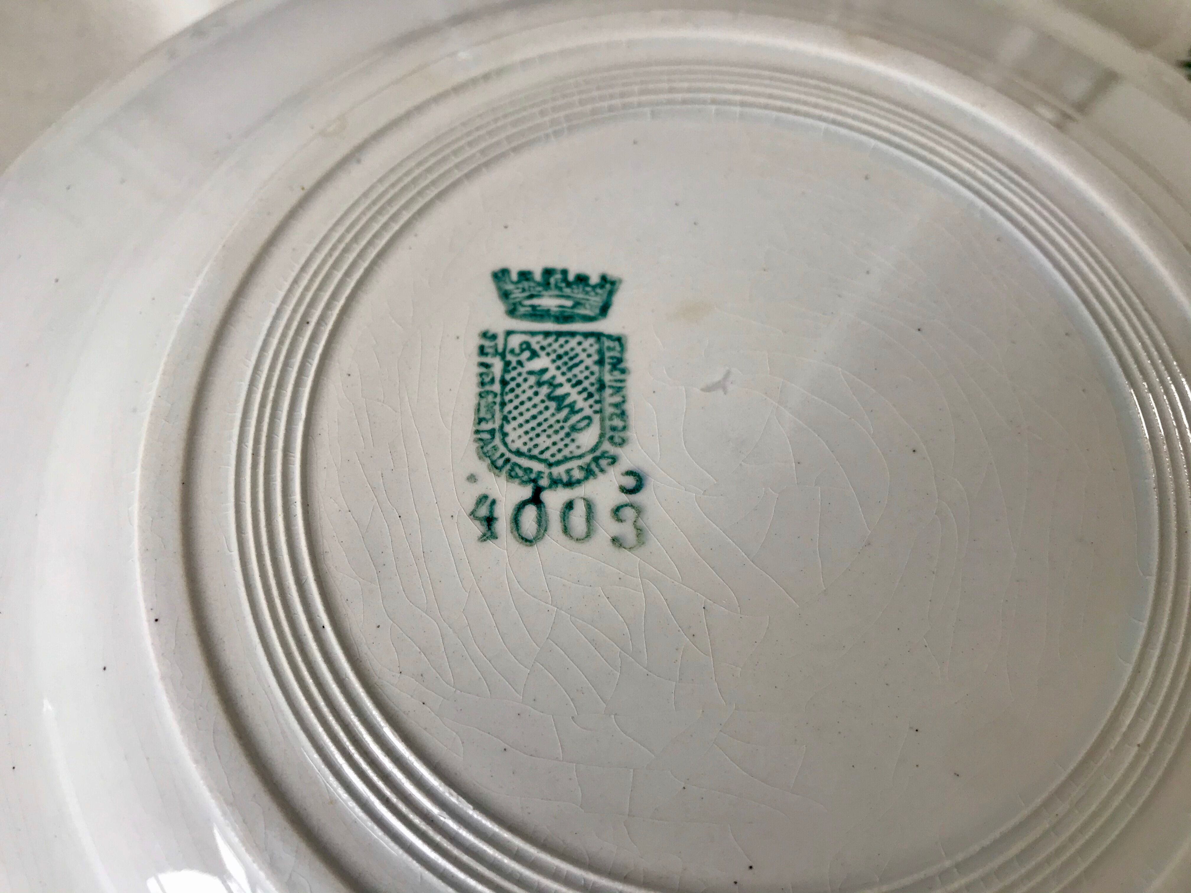 Set of 4 flat plates Terre de Fer Saint-Amand XIXth